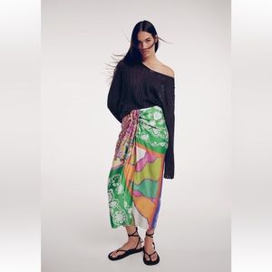 ZARA Printed Knotted Skirt Multicolored